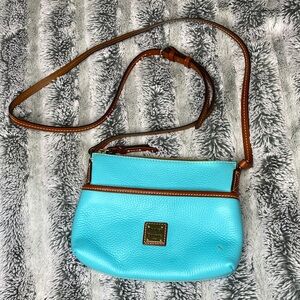 Dooney & Bourke Aqua and Brown Pebble Crossbody Bag